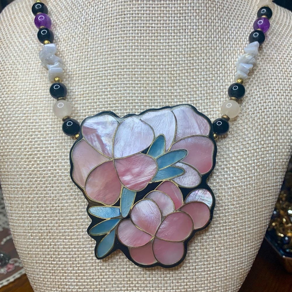 Lee Sands Pink Plumeria Floral Necklace - Picture 8 of 12